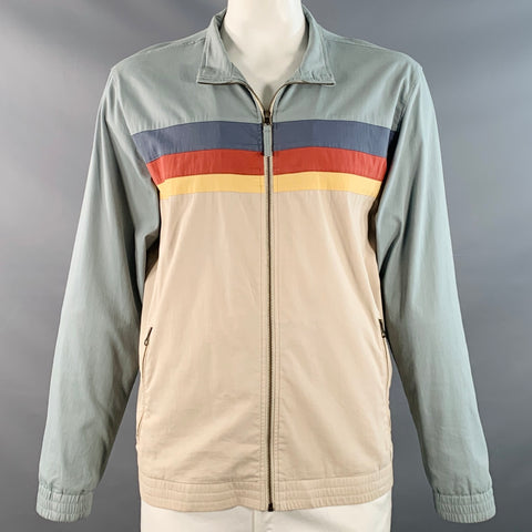 MARINE LAYER Spring 2024 Size XL Blue Grey Color Block Cotton Blend Jacket