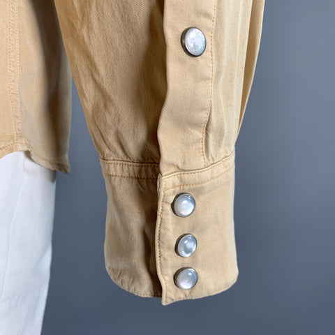 RALPH LAUREN Size XL Khaki Lyocel Western Long Sleeve Shirt