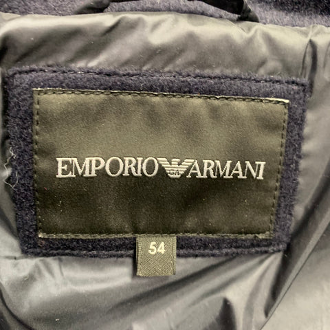 EMPORIO ARMANI Size 44 Navy Wool Cashmere Padded Coat