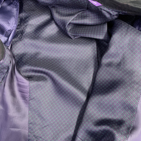 TED BAKER Size 36 Black Purple Plaid Wool Single Breasted Sport Coat