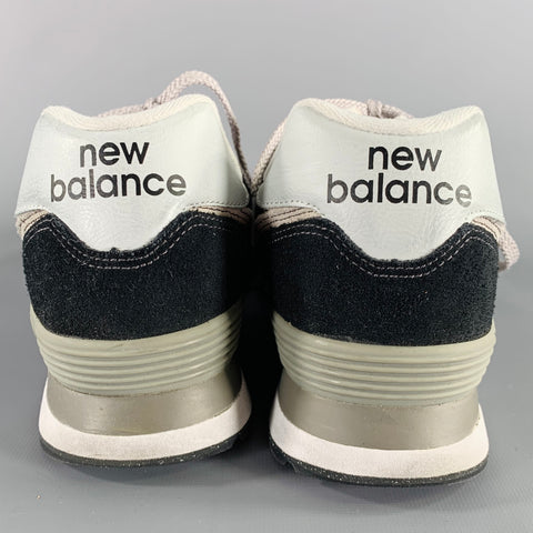 NEW BALANCE Size 11 Classic 574 Black Grey Mesh Suede Sneakers