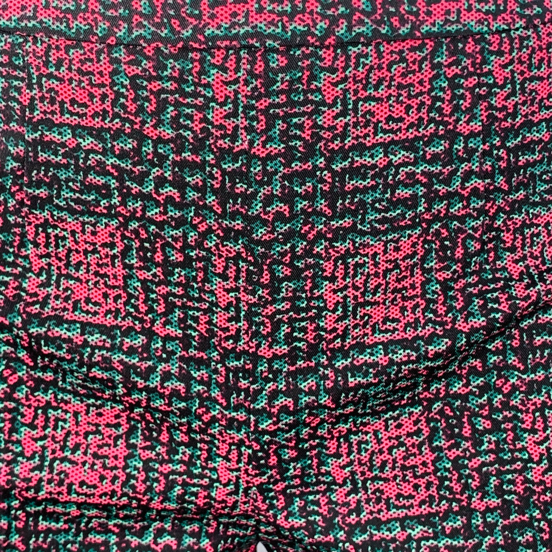 PRADA Size S Pink Teal Geometric Wool Blend Slim Fit Flared Dress Pants