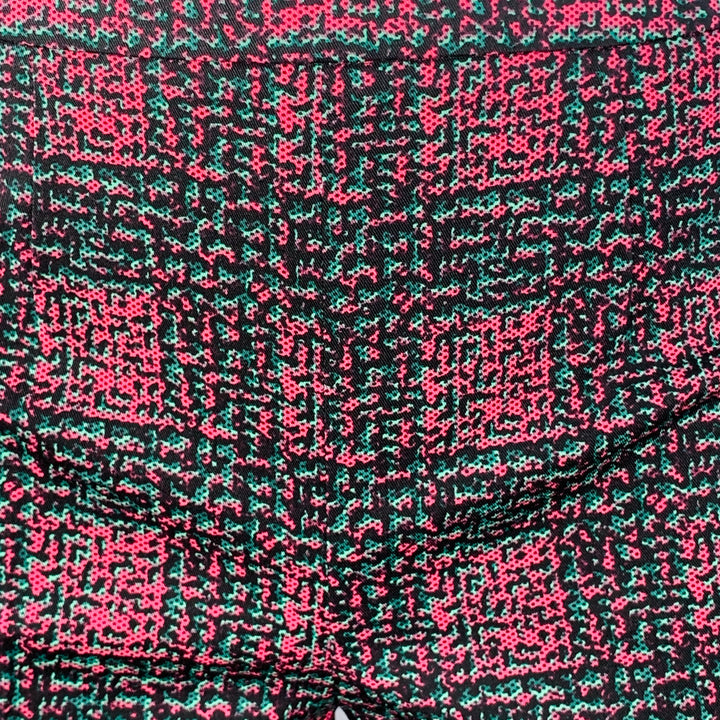 PRADA Size S Pink Teal Geometric Wool Blend Slim Fit Flared Dress Pants