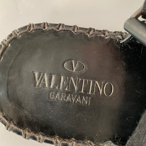 VALENTINO GARAVANI SS2015 Size 13 Black TL946Y2 Leather Strap Sandals