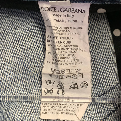 DOLCE & GABBANA Size 4 Blue Cotton Distressed Boyfriend Jeans