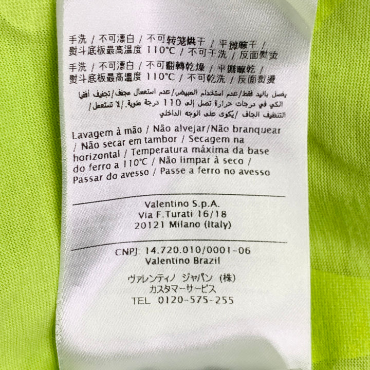 VALENTINO Size M Neon Green Yellow Camouflage Cotton Crew Neck T-shirt