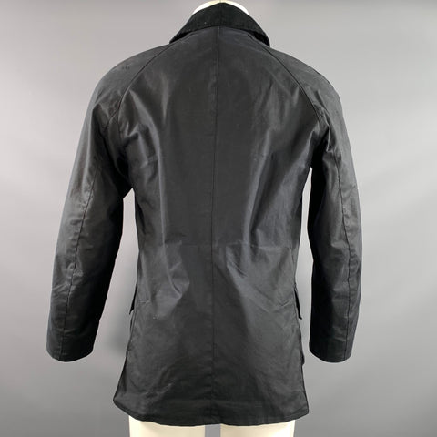 BARBOUR Size S Black Mixed Patterns Cotton Double Zipper Jacket