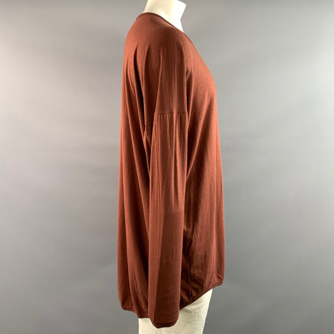 JAN JAN ESSCHE VAN Size L Burgundy Solid Cotton Cashmere Long Sleeve Shirt
