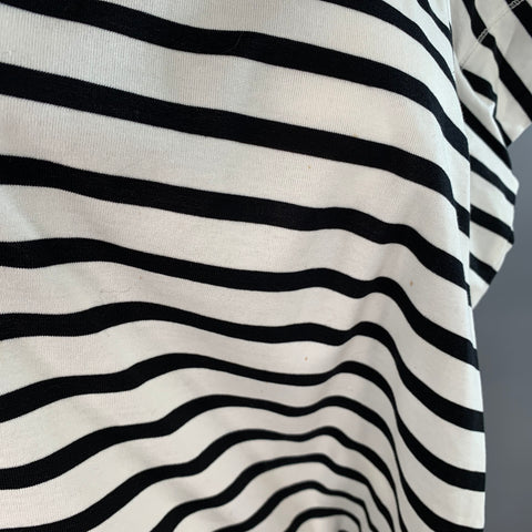 JUNYA WATANABE Size M White Black Cotton Stripe Asymmetrical T-Shirt