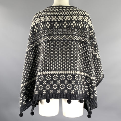 MAX MARA One Size Grey White Wool Blend Geometric Cardigan