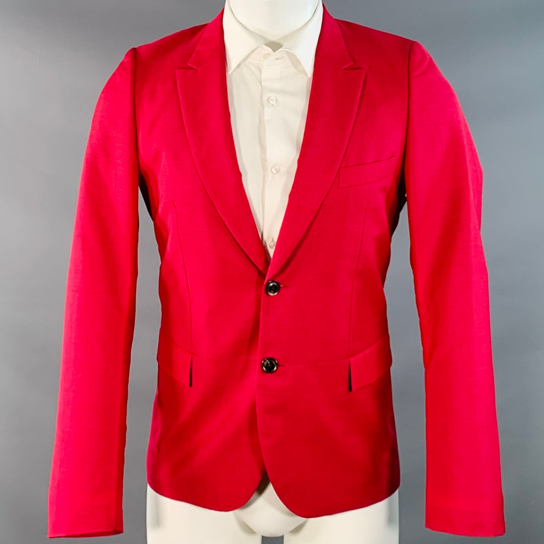 PAUL SMITH Size 38 Red Black Wool Mohair Peak Lapel Sport Coat
