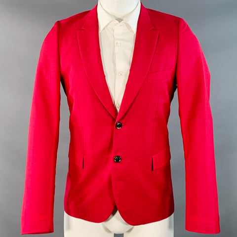 PAUL SMITH Size 38 Red Black Wool Mohair Peak Lapel Sport Coat