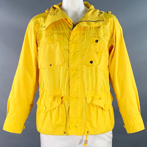 RALPH LAUREN Size L Yellow Polyester Hooded Utility Jacket