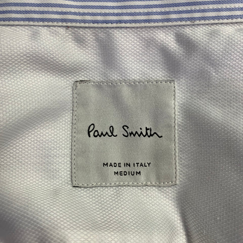 PAUL SMITH Size M White Light Blue Stripe Cotton Button Down Long Sleeve Shirt