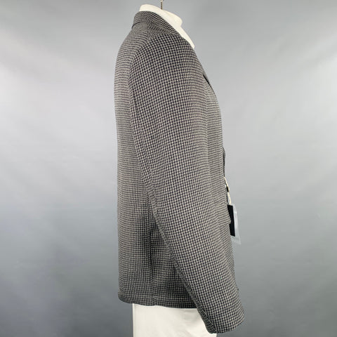 ALEXANDER MCQUEEN Size 44 Grey Black Houndstooth Cotton Blend Sport Coat