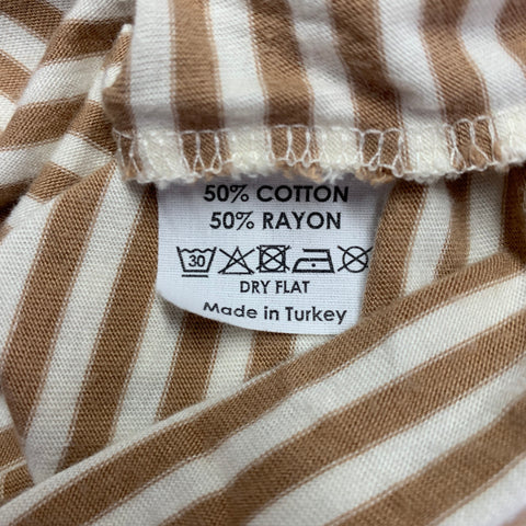 T-shirt DRIES VAN NOTEN, taille S, en mélange de coton rayé beige et crème à manches longues