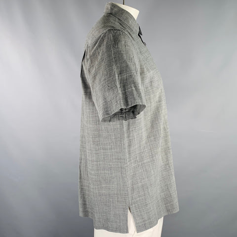 ISSEY MIYAKE Size L Grey Heather Polyester Linen Short Sleeve Shirt