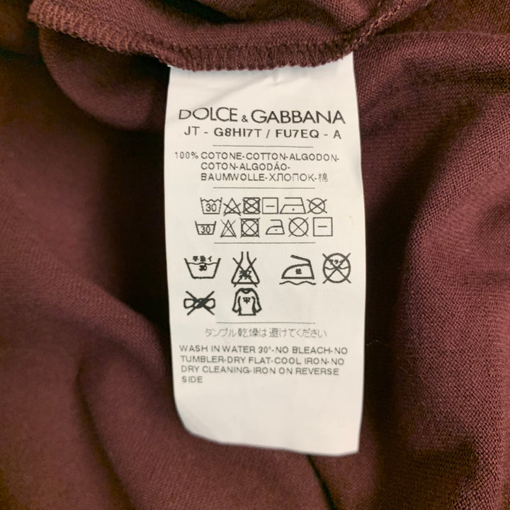 DOLCE & GABBANA Size M Burgundy Cotton Crew Neck T-shirt