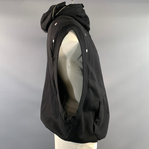 WALTER VAN BEIRENDONCK Size L Black Cotton Hoodie Jacket