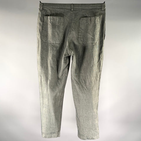 COMME des GARCONS Size M Black White TE-P024 Glen Check Linen Blend Casual Pants