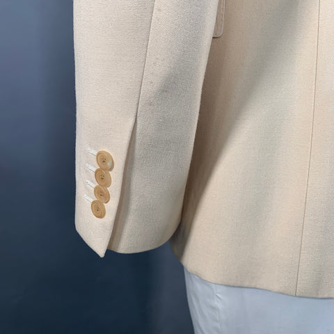CELINE Size 42 Cream Silk Notch Lapel Sport Coat