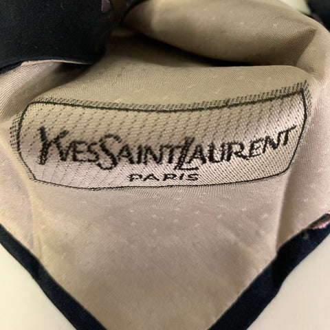 YVES SAINT LAURENT Black Multi-Color Geometric Silk Tie