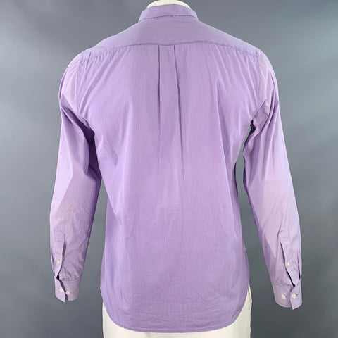 Chemise à manches longues ELIE TAHARI taille XL en coton à carreaux à rayures lavande et poche unique