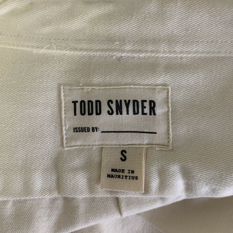 TODD SNYDER Size S Cream Ivory Solid Cotton Pointed Collar Long Sleeve Shirt