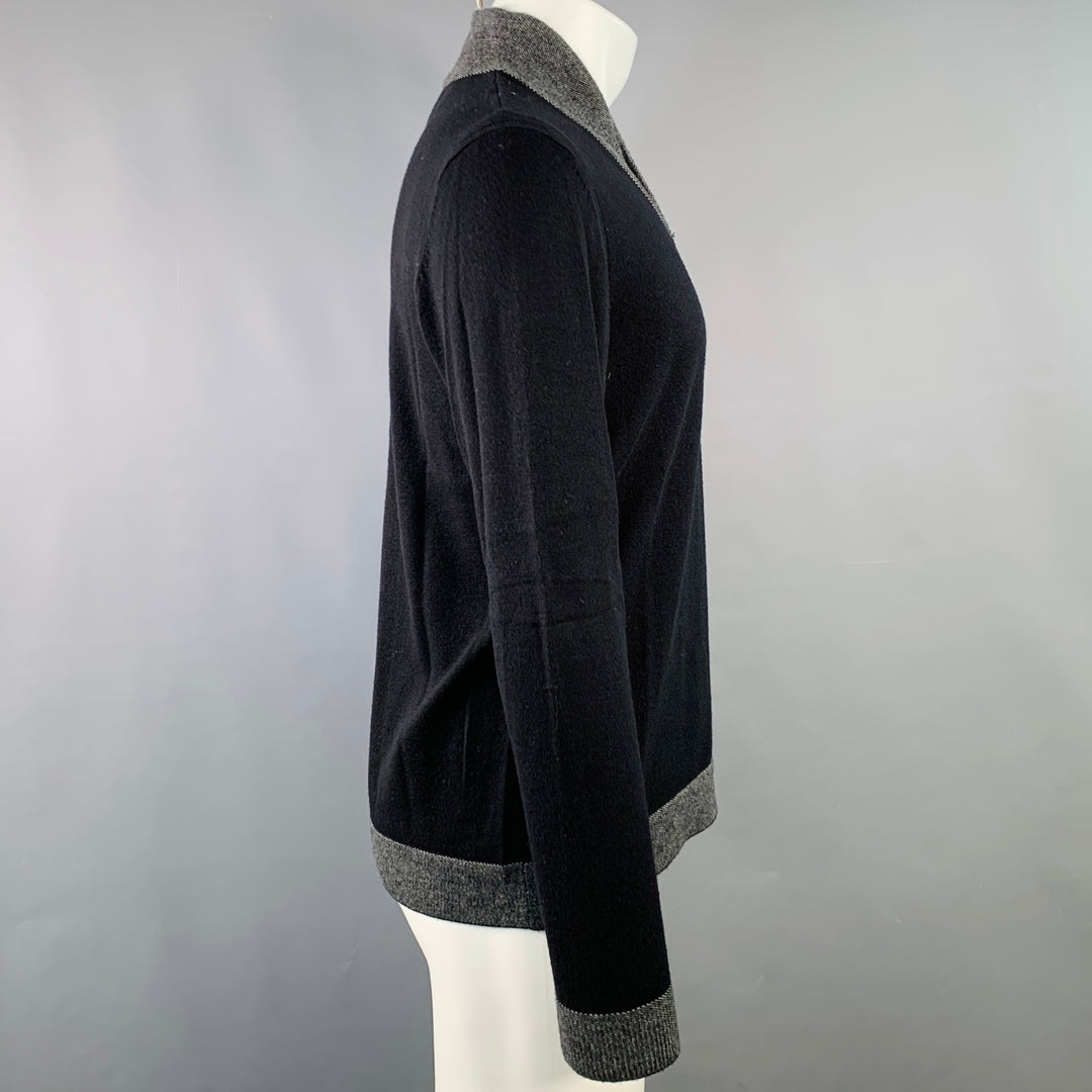 RAG & BONE Size M Black Grey Knit Wool Blend V-Neck Pullover