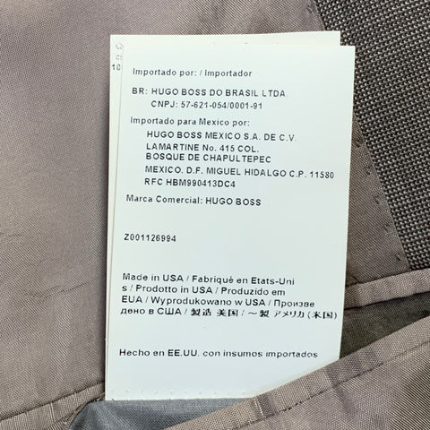 HUGO BOSS Size 40 Regular Grey Taupe Nailhead Virgin Wool Suit