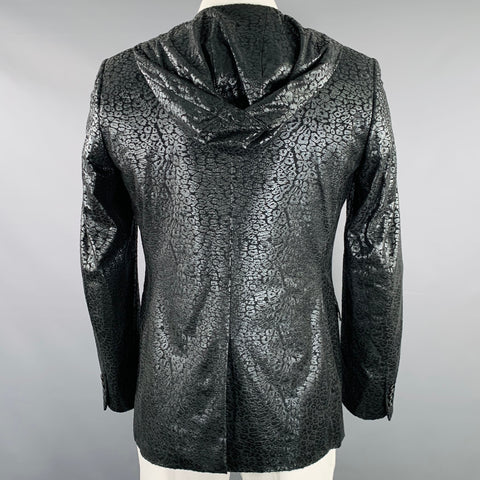 COMME des GARCONS HOMME PLUS Size L Black Marbled Polyester Sport Coat