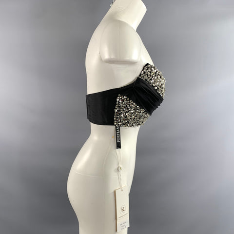 PORTIA & SCARLETT Size 2 Black Polyester Blend Beaded Strapless Dress Top
