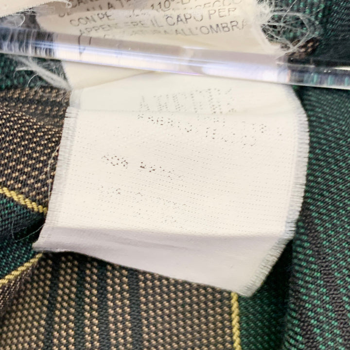 JEAN PAUL GAULTIER Size L Green Brown Stripe Sleeveless One Pocket Tie Suit