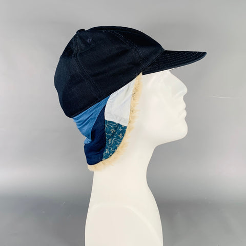 KAPITAL Size 7 1/2 Indigo Mixed Fabrics Patchwork Cotton Hat