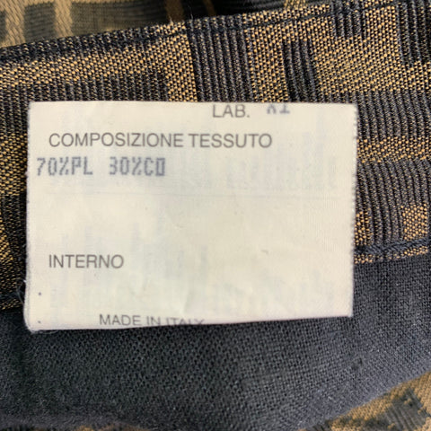 FENDI Size XS Brown Black Polyester Cotton Zucca Monogram High Waisted Jeans