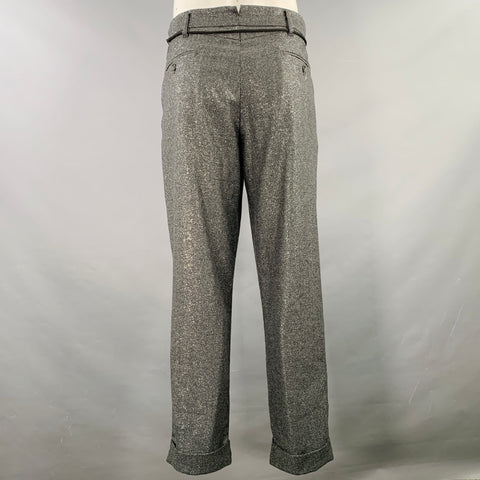 ENGINEERED GARMENTS Pantalon décontracté taille 34 gris métallisé à chevrons en mélange d'acrylique