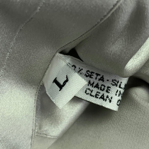 BRIONI Size L Silver Silk Button Up Long Sleeve Shirt Set