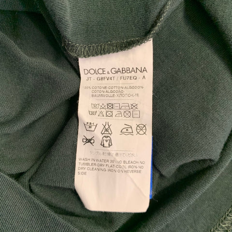 DOLCE & GABBANA Size L Forest Green Cotton Crew Neck T-shirt