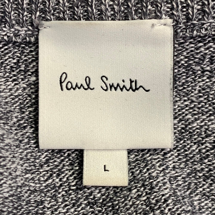 PAUL SMITH Size L Heather Grey Multi Color Color Block Cotton Wool Crew Neck Pullover
