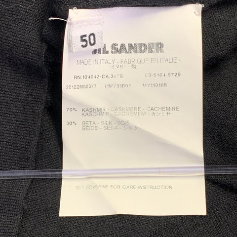JIL SANDER Size M Black Navy Knit Cashmere Silk Shawl Collar Cardigan