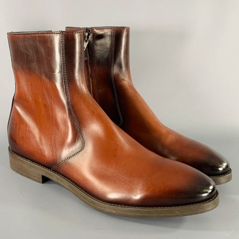 TO BOOT NY Size 10.5 Brown Antique Leather Side Zipper Boots