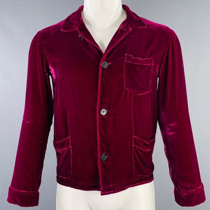 DRIES VAN NOTEN Size 38 Purple Fuchsia Velvet Long Sleeve Shirt