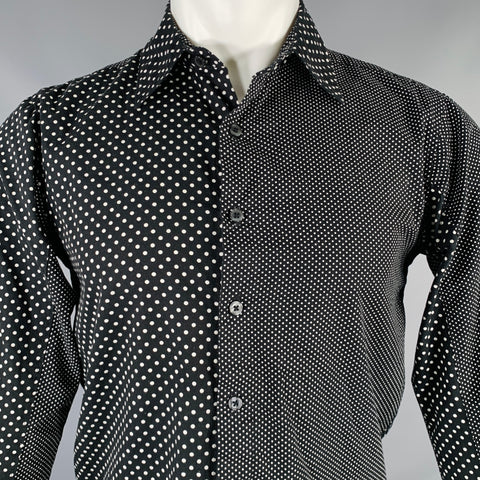 COMME des GARCONS Taille M Chemise à manches longues en coton à pois noirs et blancs