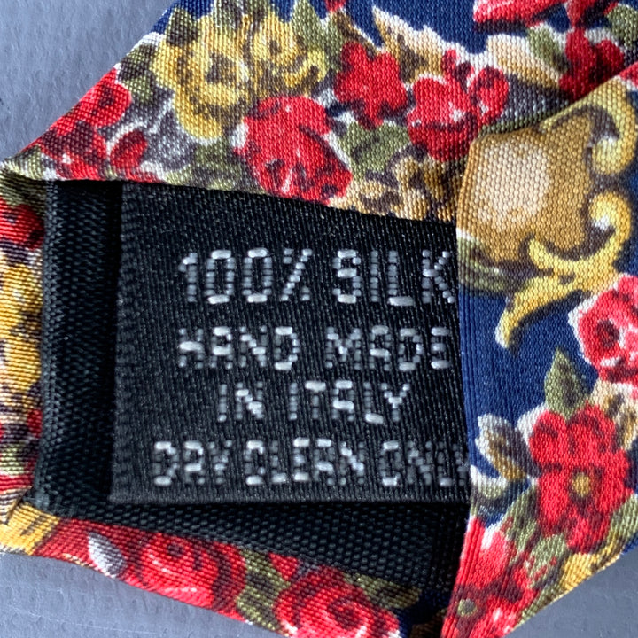 KARL LAGERFELD Red Blue Gold Baroque Floral Silk Tie