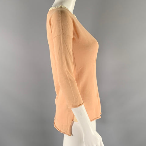 PRADA Size 2 Tan Cream Cotton Stripe Scoop Neck Shirt