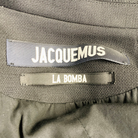 JACQUEMUS Spring 2018 Size 2 La Bomba Black Wool Ruched Short Sleeve Jacket Blazer
