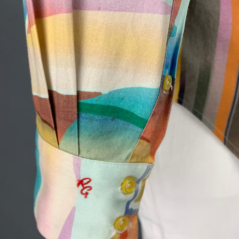ROBERT GRAHAM Size L Multi Color Abstract Art Print Cotton Long Sleeve Shirt