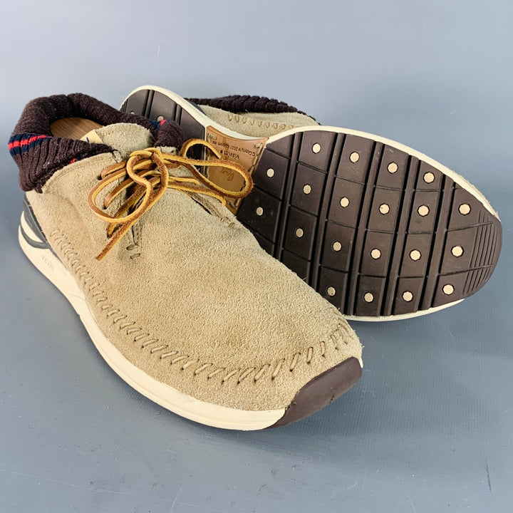 VISVIM SS15 Size 12 Maliseet Folk Tan Suede Rib Knit Foldover Sneakers