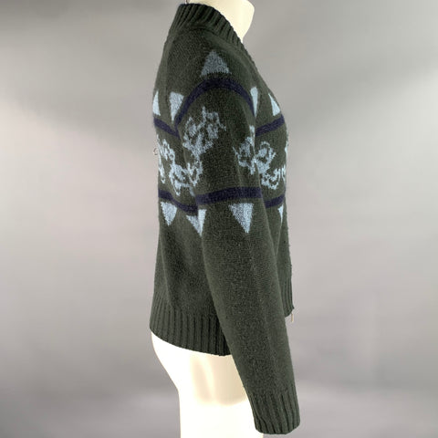 EMPORIO ARMANI Size S Blue Navy Grey Knit Acrylic Blend Sweater Bomber Jacket