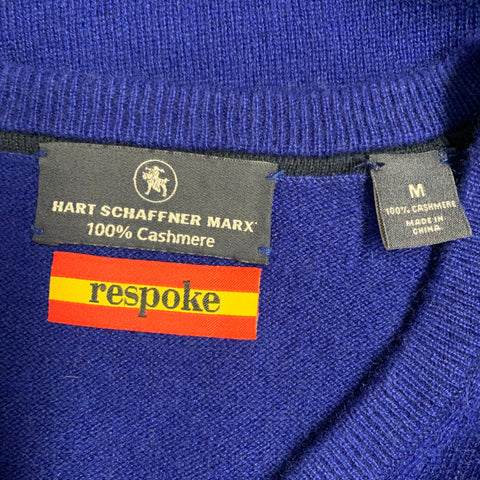 RESPOKE Size M Blue Navy Flag Cashmere V-Neck Pullover